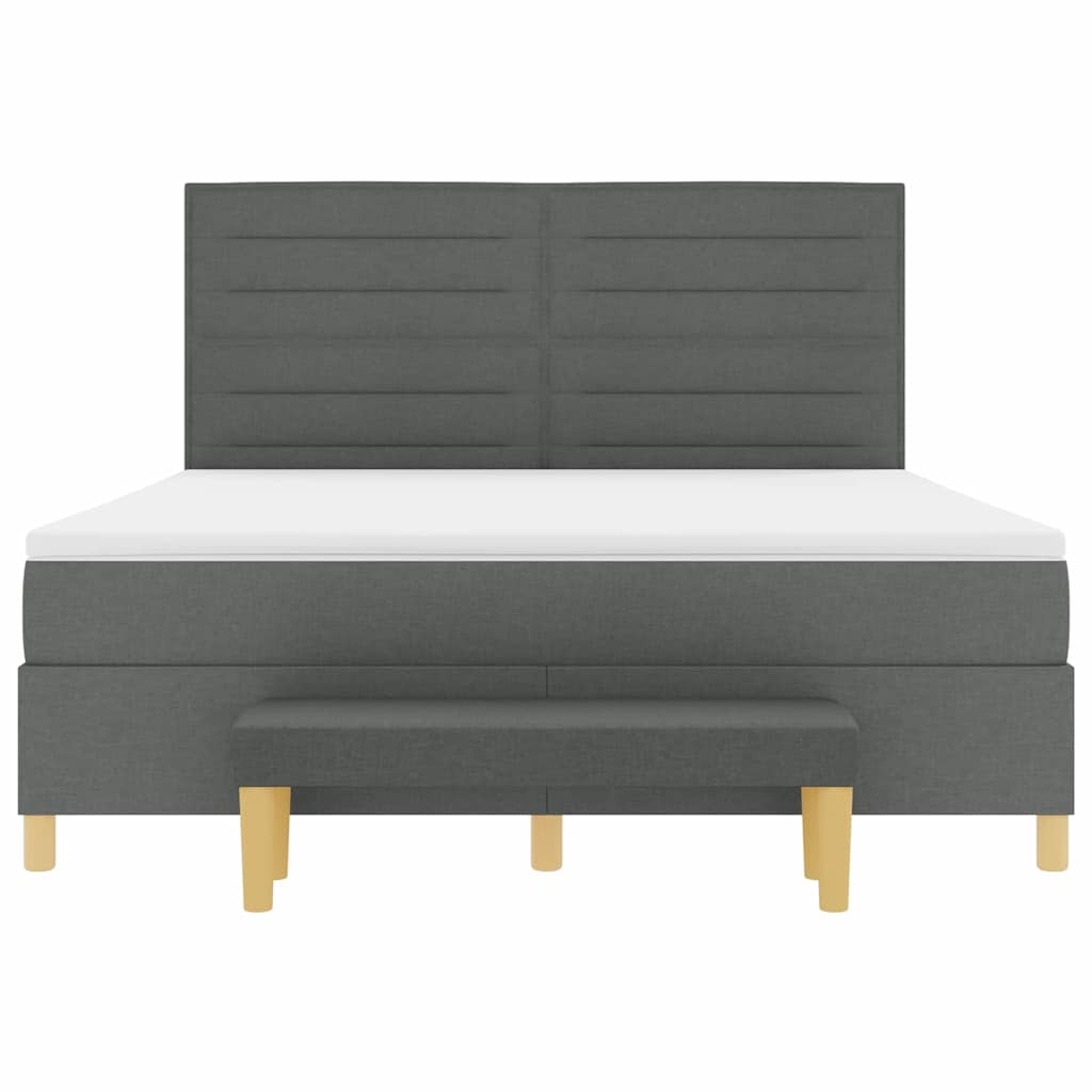 Boxspring bed met hoofdeinde Donkergrijs 200 x 180 cm Stof is nu te koop bij PeponiXL, paradijselijk wonen!