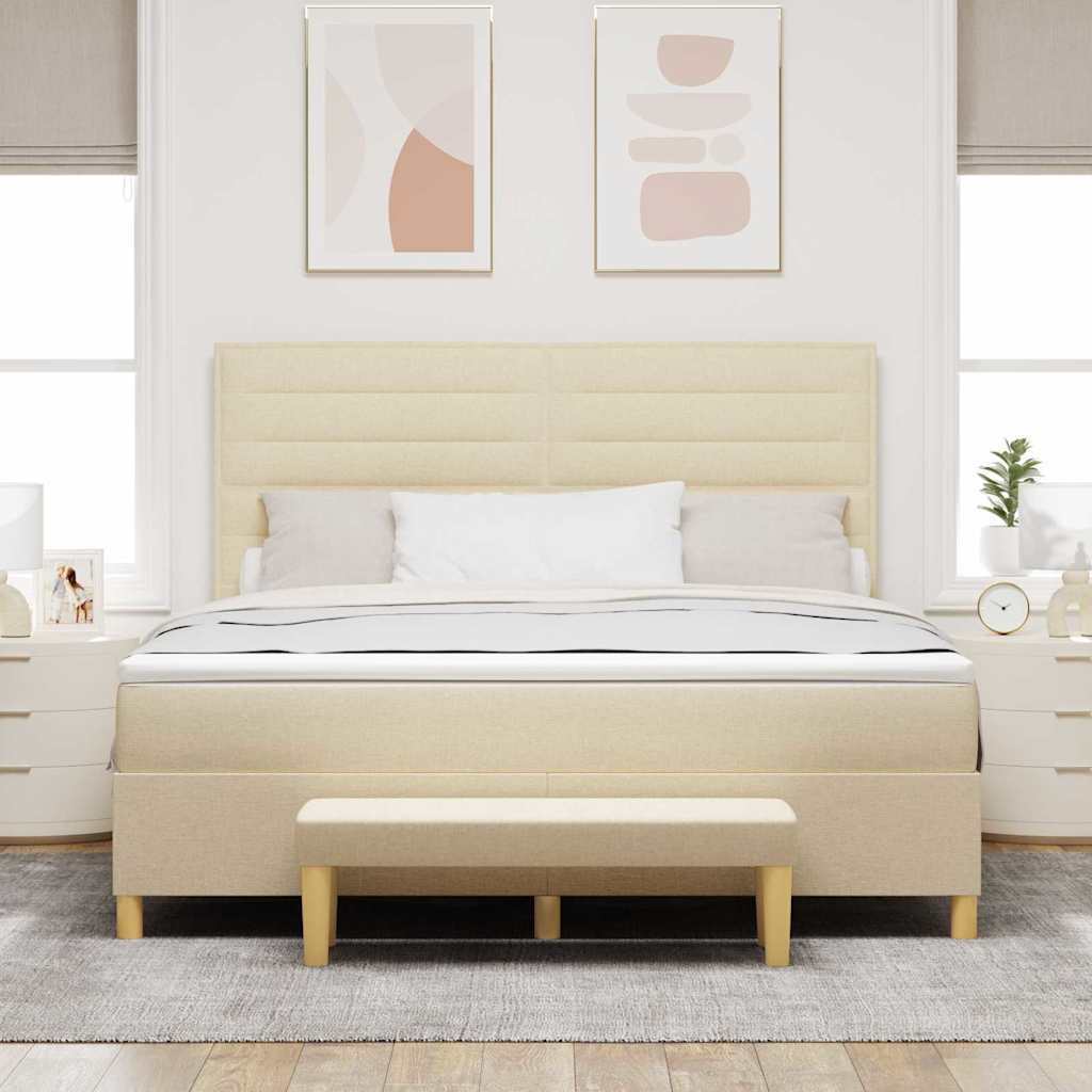 Boxspring bed met hoofdeinde Crème 200 x 180 cm Stof is nu te koop bij PeponiXL, paradijselijk wonen!