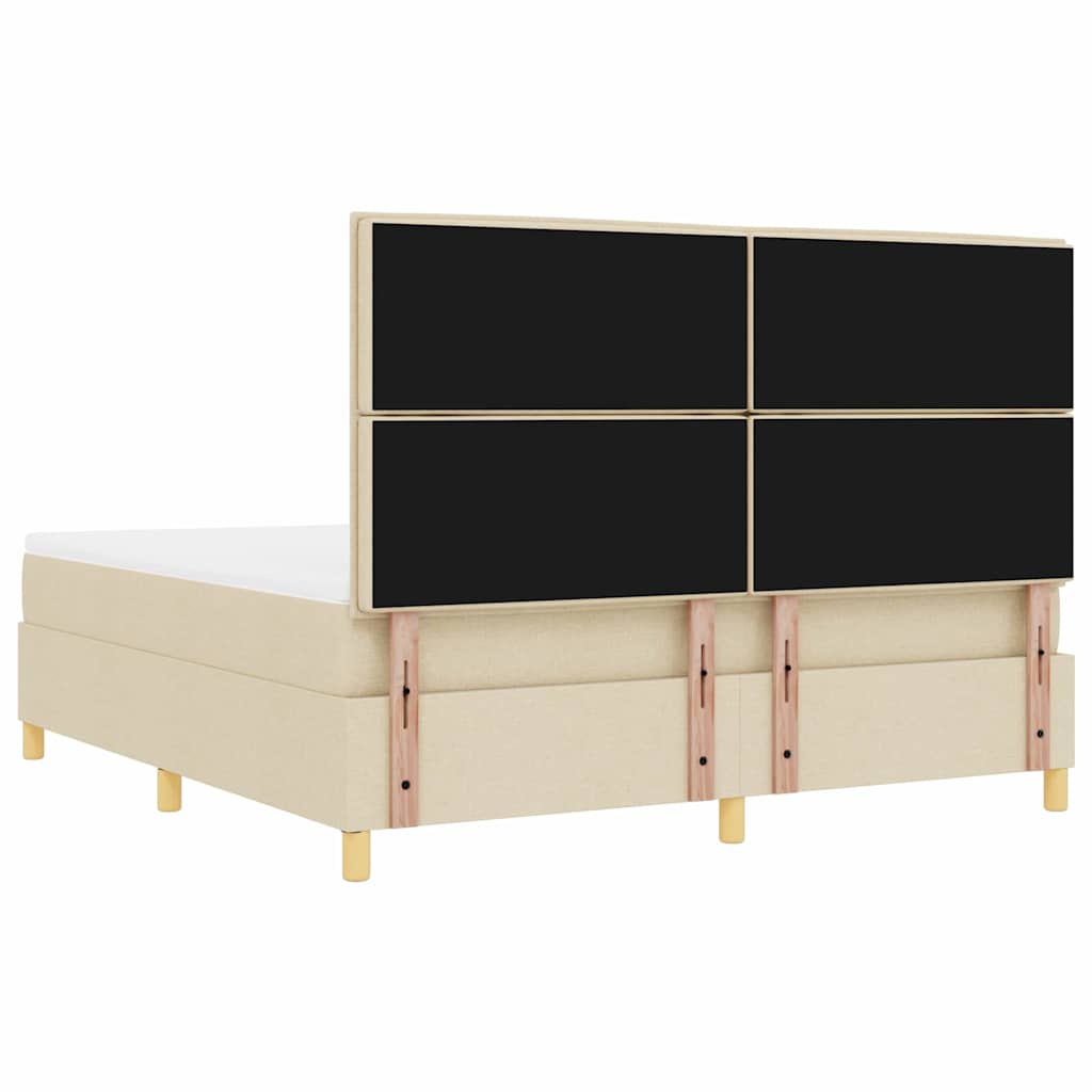 Boxspring bed met hoofdeinde Crème 200 x 180 cm Stof is nu te koop bij PeponiXL, paradijselijk wonen!