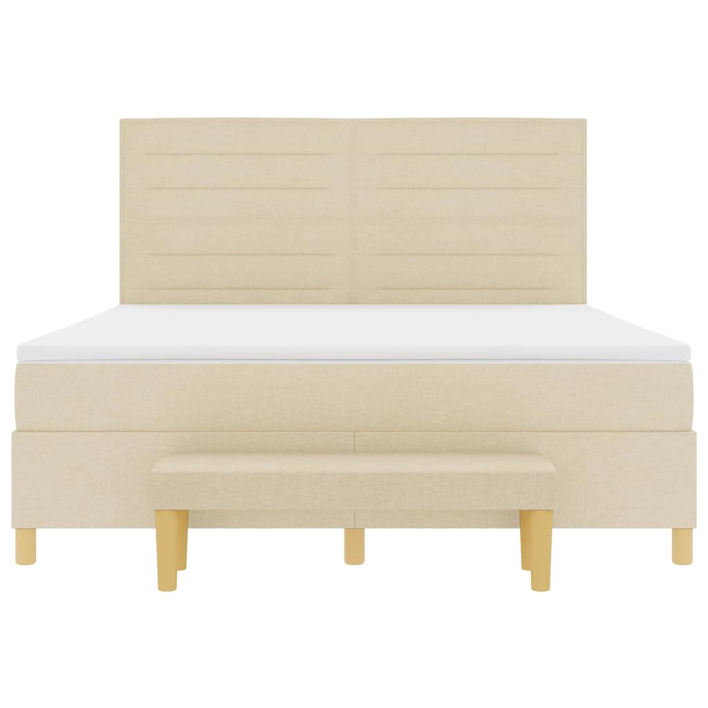 Boxspring bed met hoofdeinde Crème 200 x 180 cm Stof is nu te koop bij PeponiXL, paradijselijk wonen!