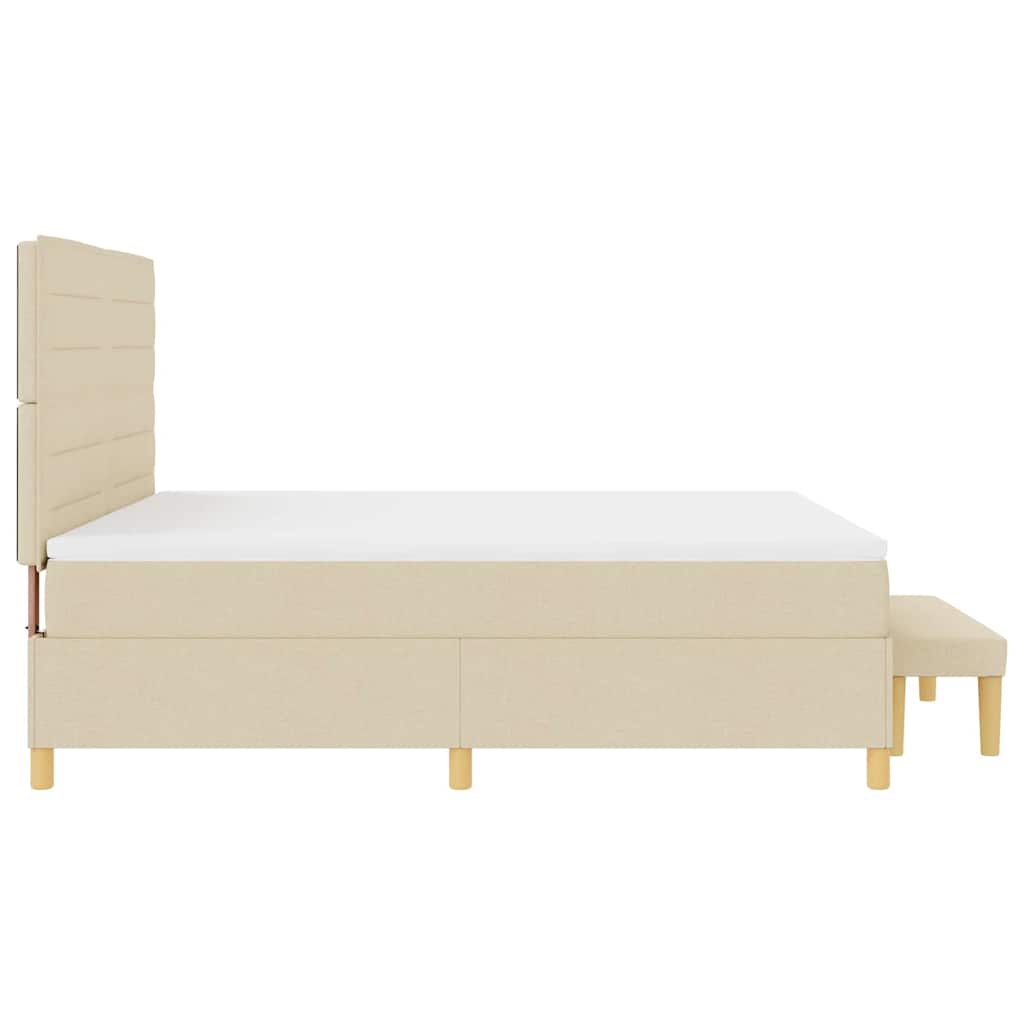 Boxspring bed met hoofdeinde Crème 200 x 180 cm Stof is nu te koop bij PeponiXL, paradijselijk wonen!