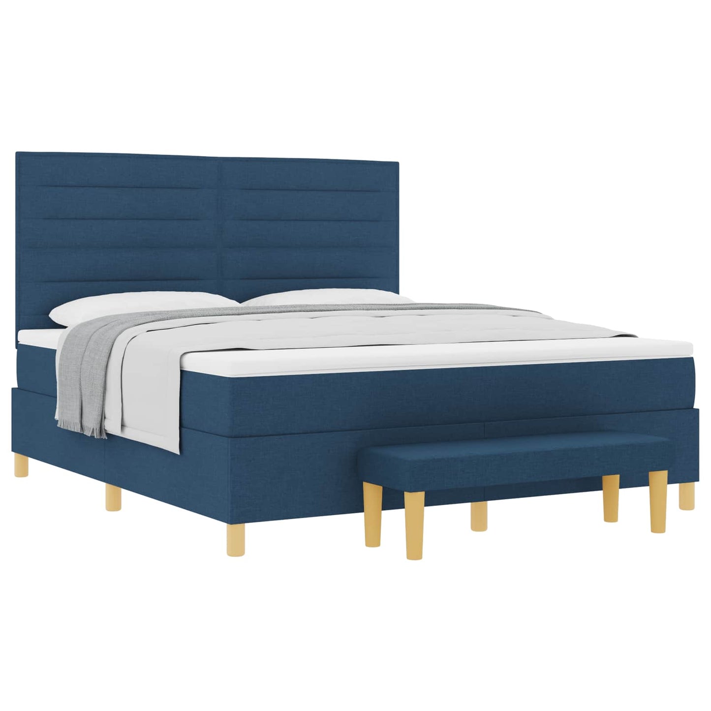 Boxspring bed met hoofdeinde Blauw 200 x 180 cm Stof is nu te koop bij PeponiXL, paradijselijk wonen!