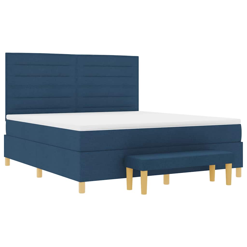 Boxspring bed met hoofdeinde Blauw 200 x 180 cm Stof is nu te koop bij PeponiXL, paradijselijk wonen!