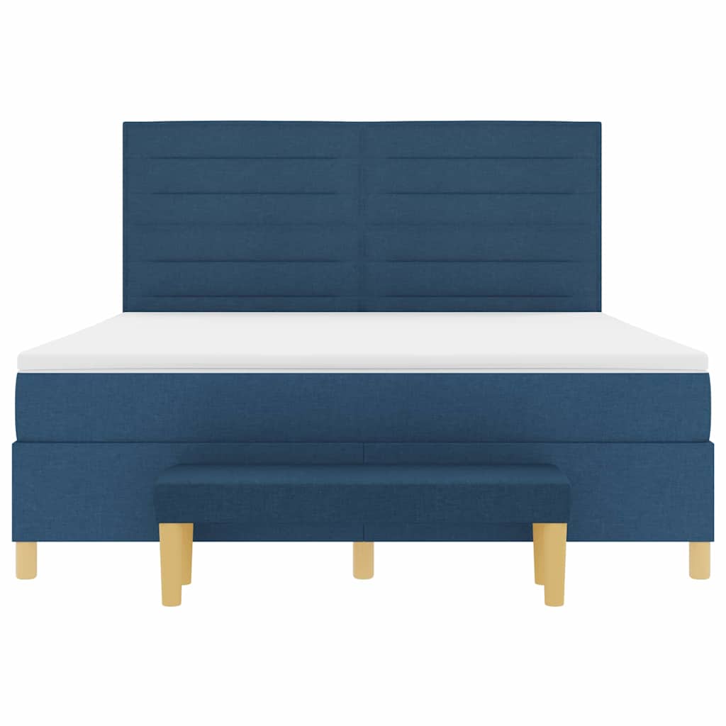 Boxspring bed met hoofdeinde Blauw 200 x 180 cm Stof is nu te koop bij PeponiXL, paradijselijk wonen!