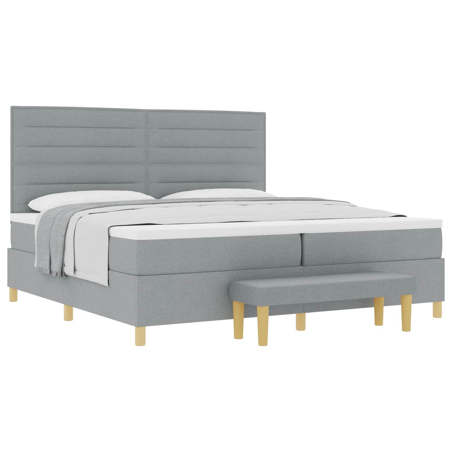 Boxspring bed met matras Lichtgrijs 200 x 200 cm Stof is nu te koop bij PeponiXL, paradijselijk wonen!
