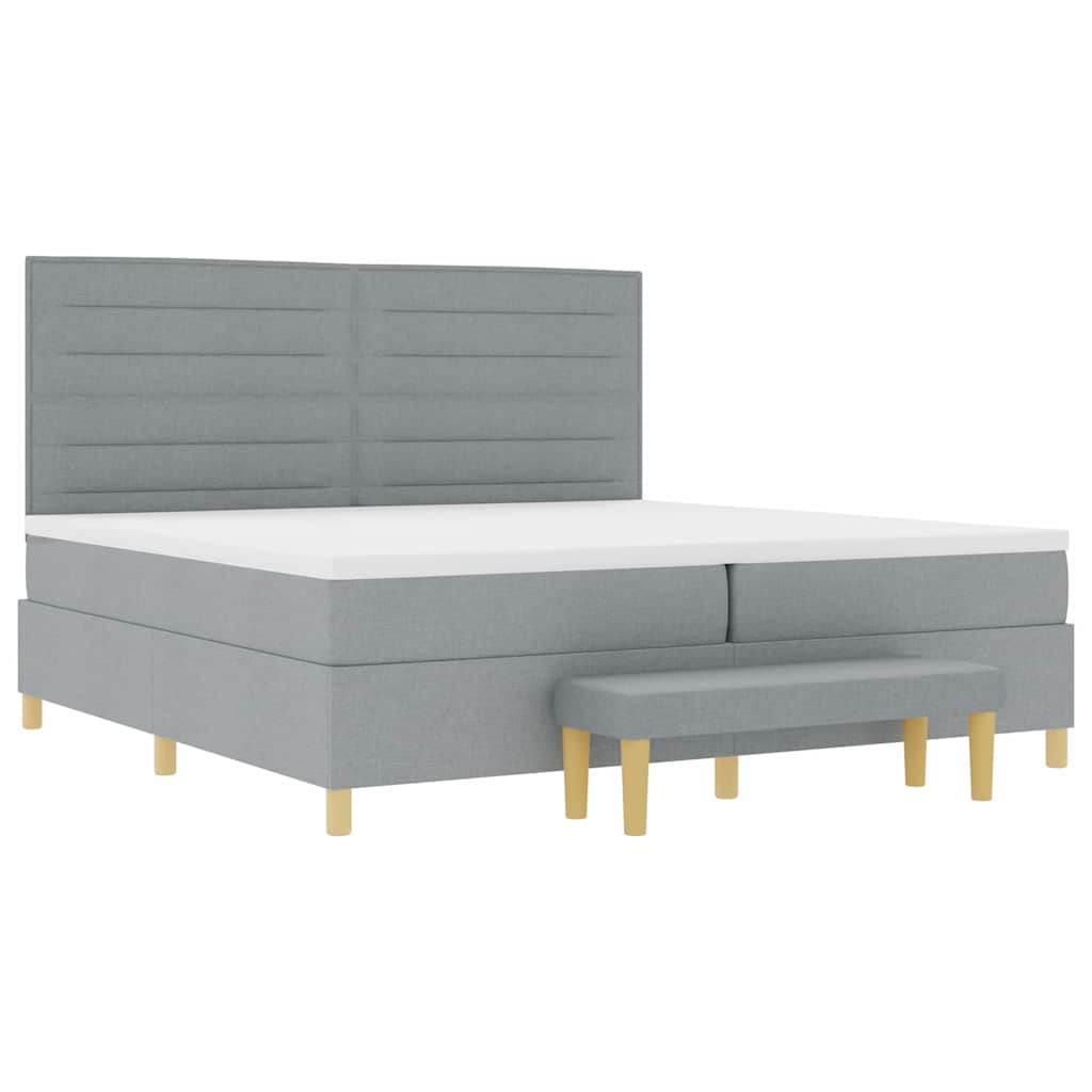 Boxspring bed met matras Lichtgrijs 200 x 200 cm Stof is nu te koop bij PeponiXL, paradijselijk wonen!
