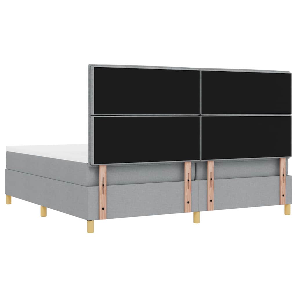 Boxspring bed met matras Lichtgrijs 200 x 200 cm Stof is nu te koop bij PeponiXL, paradijselijk wonen!
