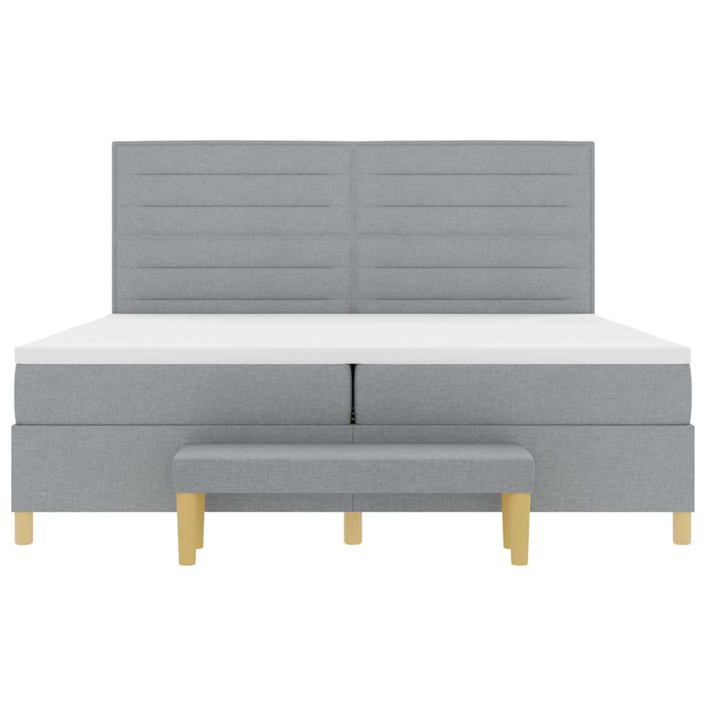 Boxspring bed met matras Lichtgrijs 200 x 200 cm Stof is nu te koop bij PeponiXL, paradijselijk wonen!