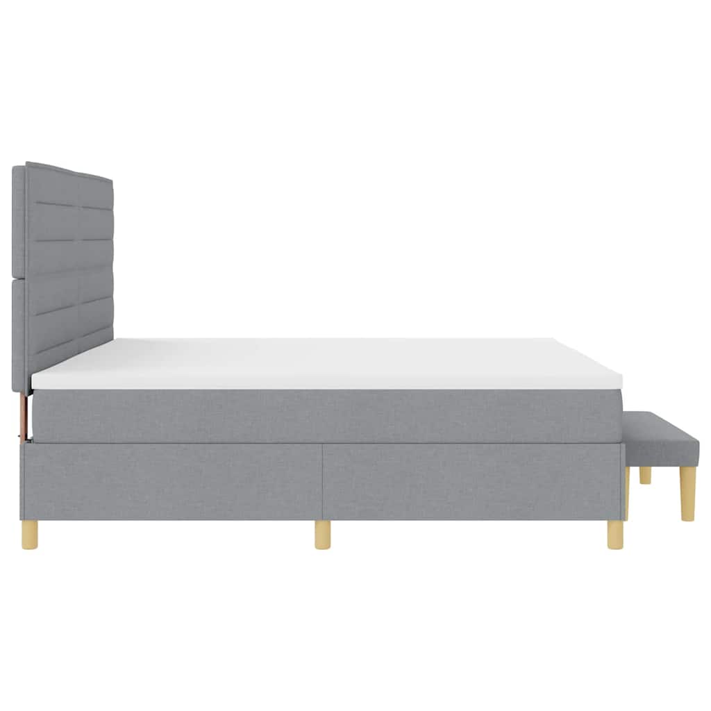 Boxspring bed met matras Lichtgrijs 200 x 200 cm Stof is nu te koop bij PeponiXL, paradijselijk wonen!