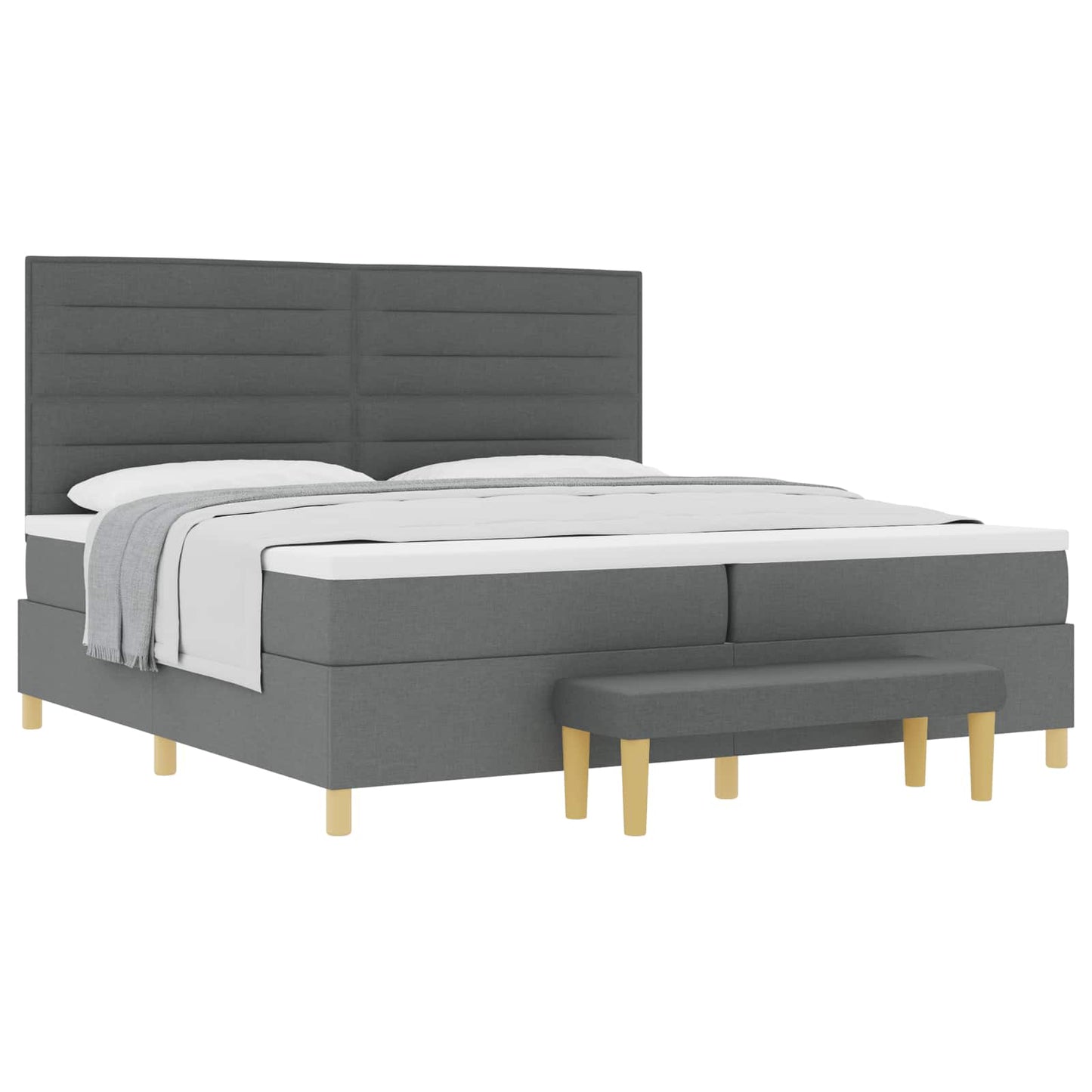 Boxspring bed met matras Donkergrijs 200 x 200 cm Stof is nu te koop bij PeponiXL, paradijselijk wonen!