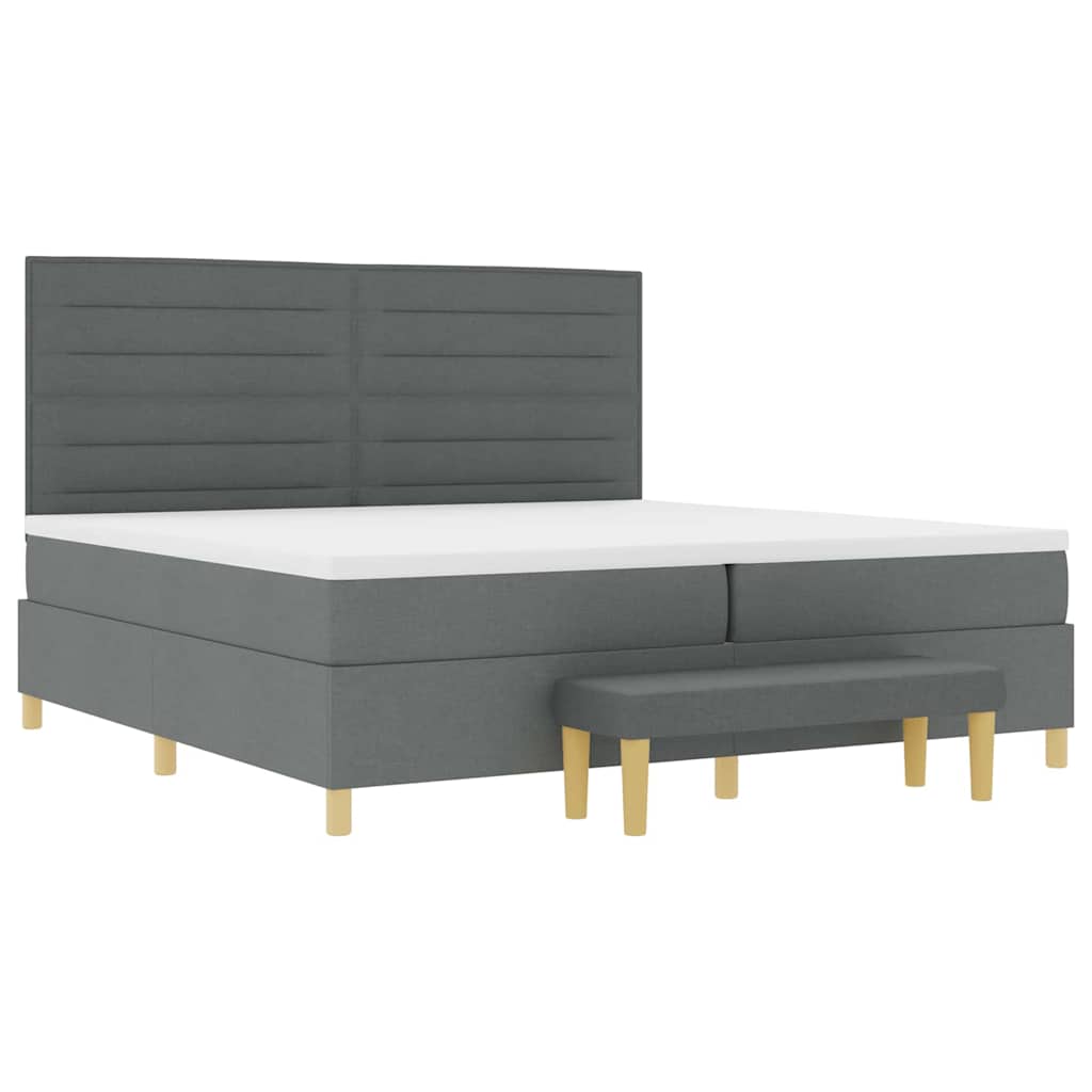 Boxspring bed met matras Donkergrijs 200 x 200 cm Stof is nu te koop bij PeponiXL, paradijselijk wonen!