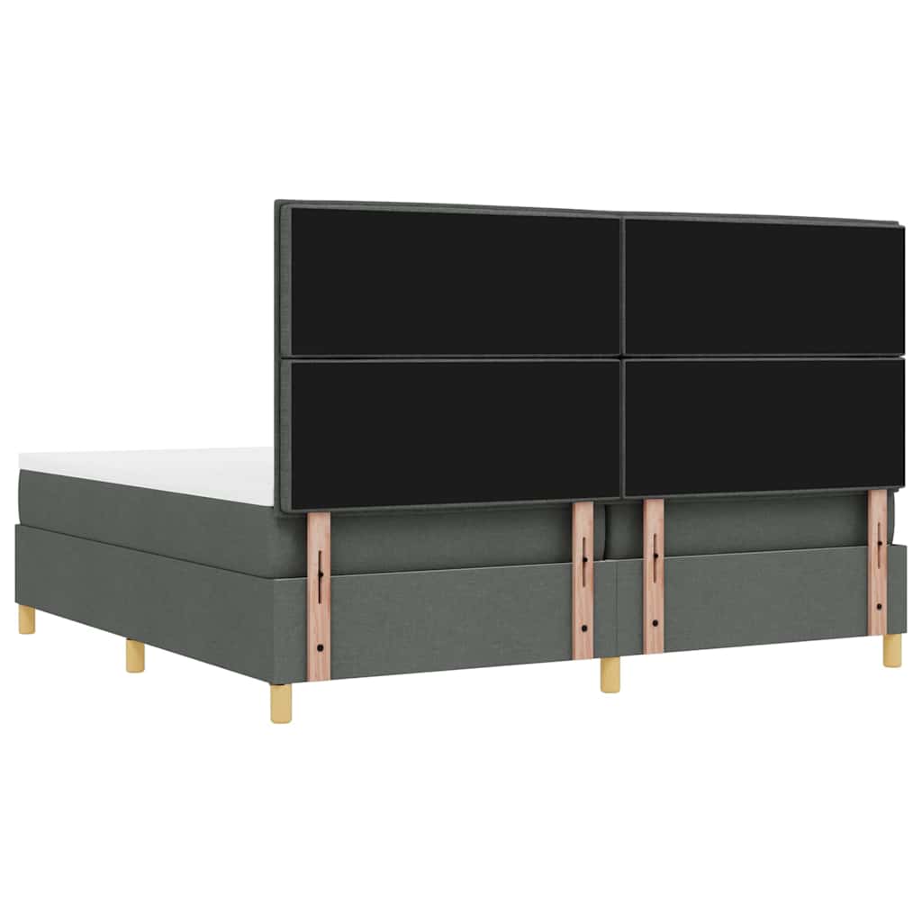 Boxspring bed met matras Donkergrijs 200 x 200 cm Stof is nu te koop bij PeponiXL, paradijselijk wonen!