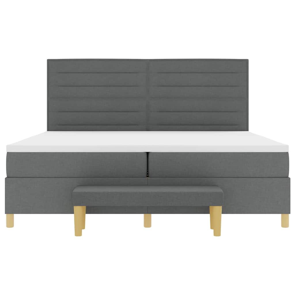 Boxspring bed met matras Donkergrijs 200 x 200 cm Stof is nu te koop bij PeponiXL, paradijselijk wonen!