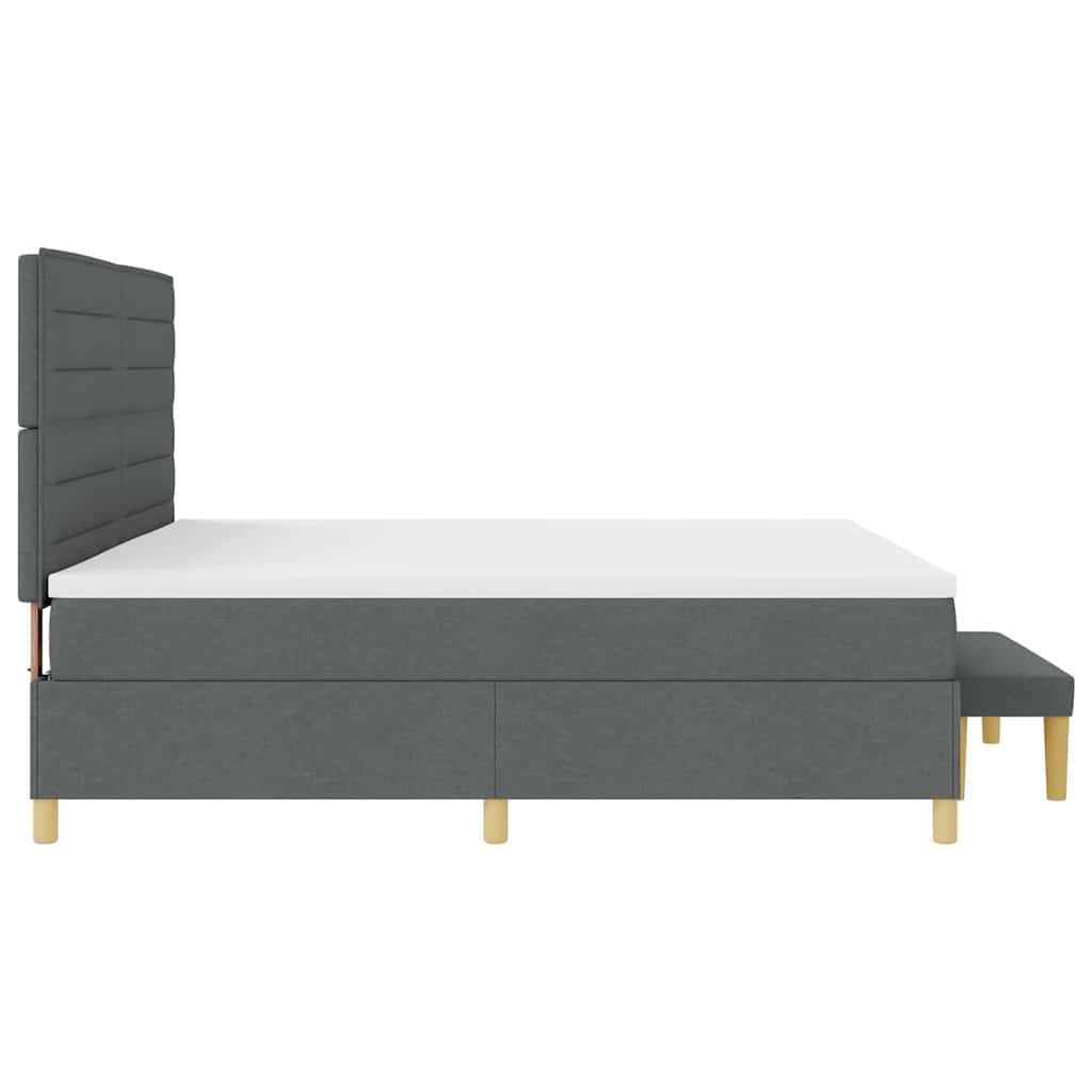 Boxspring bed met matras Donkergrijs 200 x 200 cm Stof is nu te koop bij PeponiXL, paradijselijk wonen!