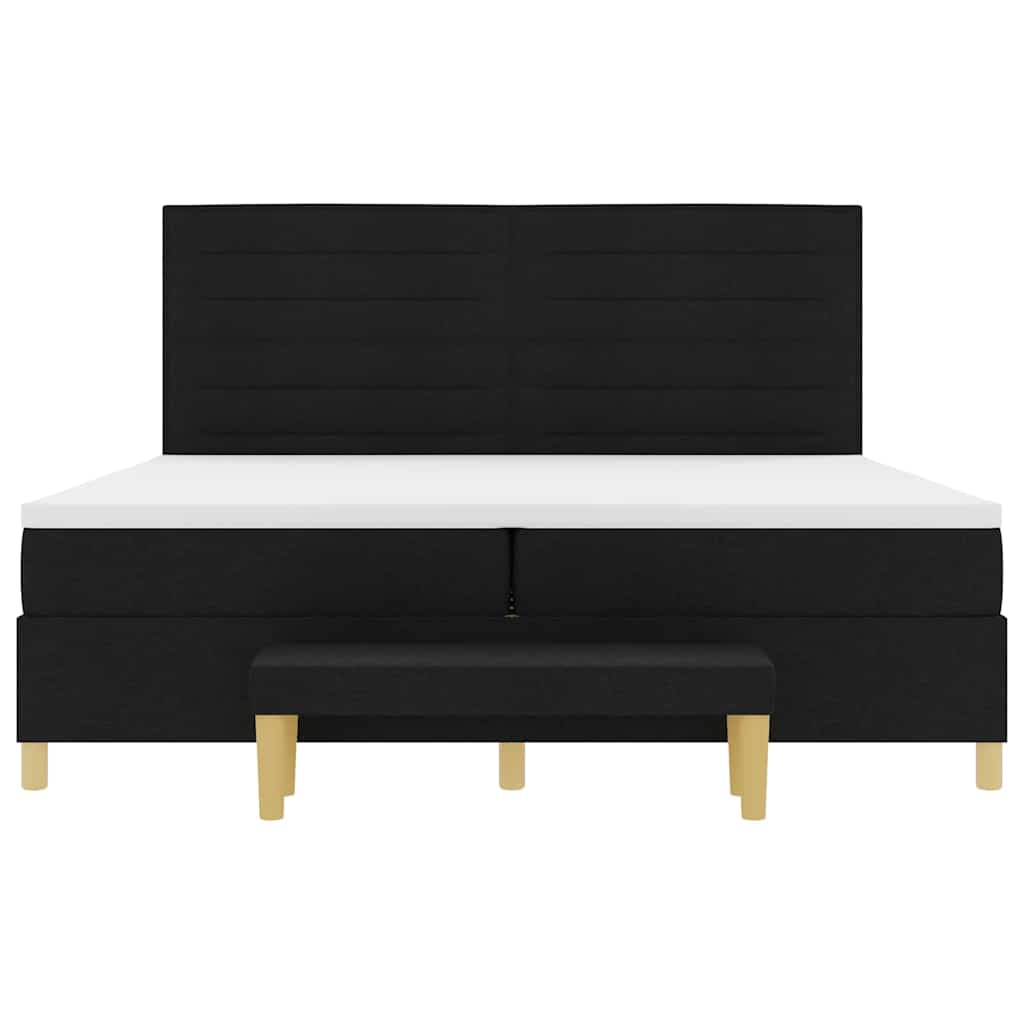 Boxspring bed met matras met hoofdeinde Zwart 200 x 200 cm Stof is nu te koop bij PeponiXL, paradijselijk wonen!