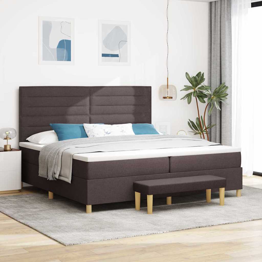 Boxspring bed met matras Donkerbruin 200 x 200 cm Stof is nu te koop bij PeponiXL, paradijselijk wonen!