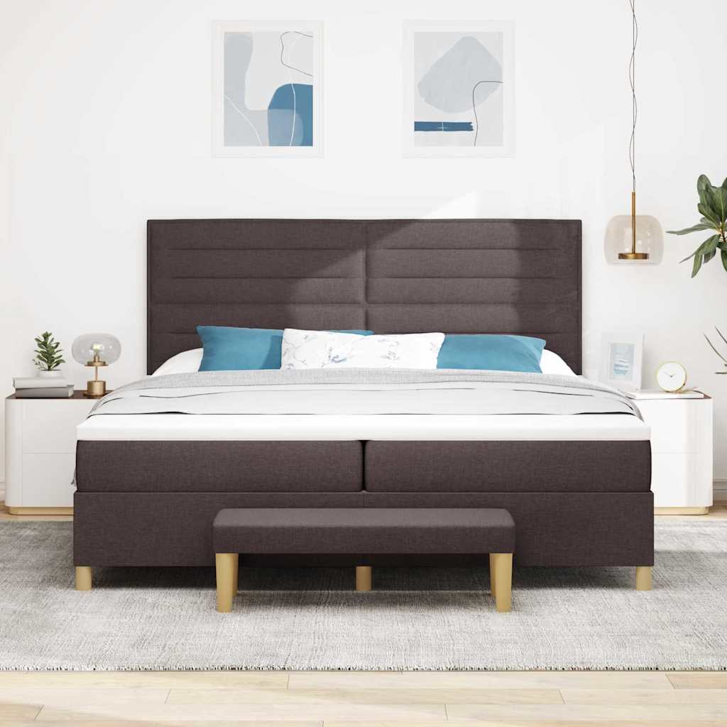 Boxspring bed met matras Donkerbruin 200 x 200 cm Stof is nu te koop bij PeponiXL, paradijselijk wonen!
