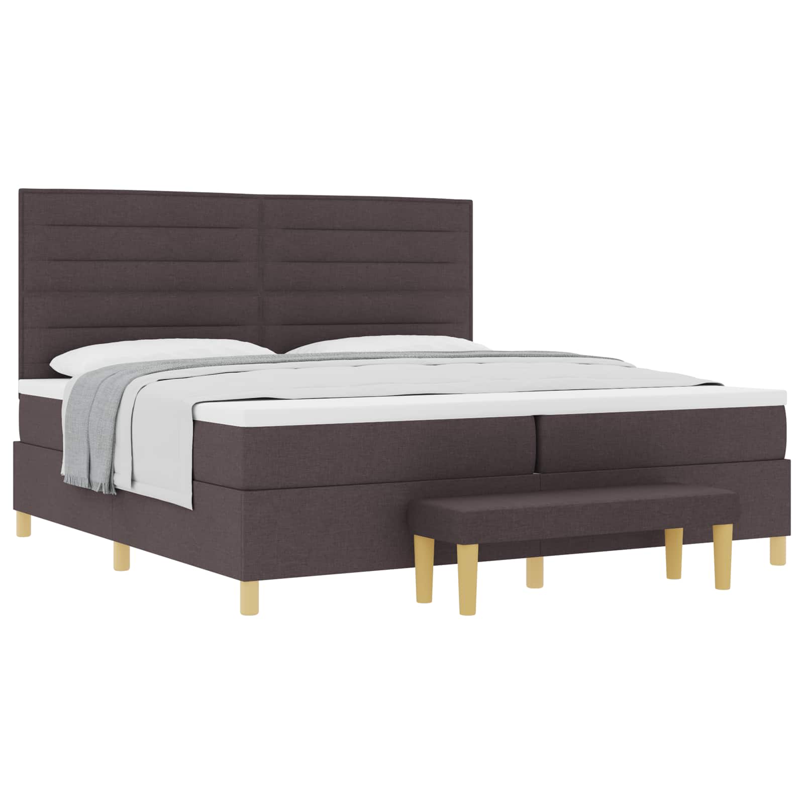 Boxspring bed met matras Donkerbruin 200 x 200 cm Stof is nu te koop bij PeponiXL, paradijselijk wonen!