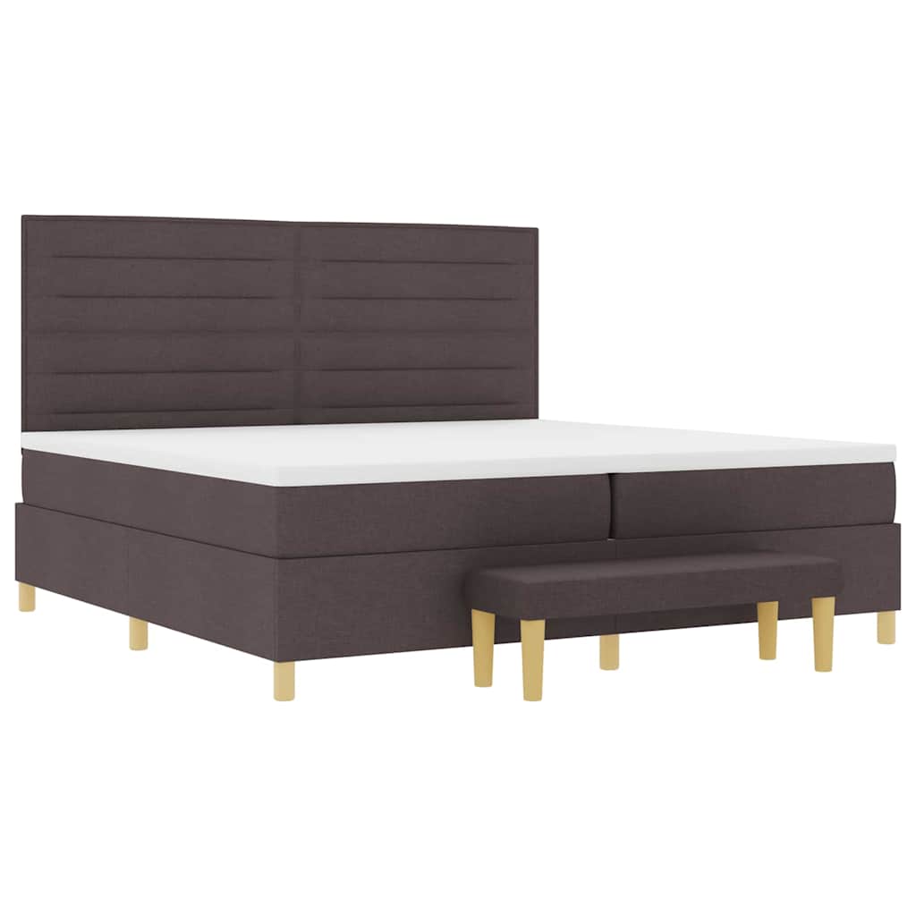 Boxspring bed met matras Donkerbruin 200 x 200 cm Stof is nu te koop bij PeponiXL, paradijselijk wonen!