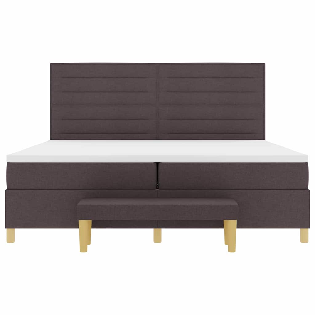 Boxspring bed met matras Donkerbruin 200 x 200 cm Stof is nu te koop bij PeponiXL, paradijselijk wonen!