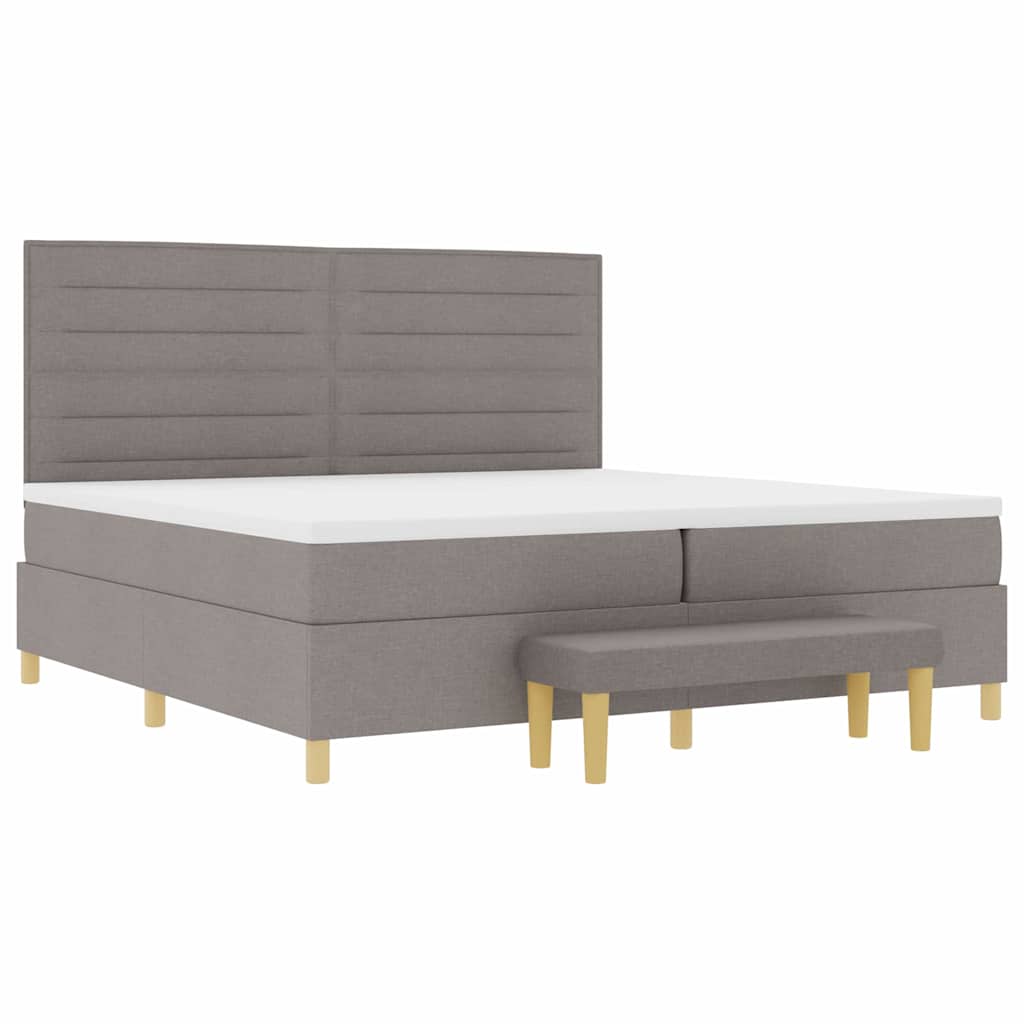 Boxspring bed met matras met hoofdeinde Taupe 200 x 200 cm Stof is nu te koop bij PeponiXL, paradijselijk wonen!