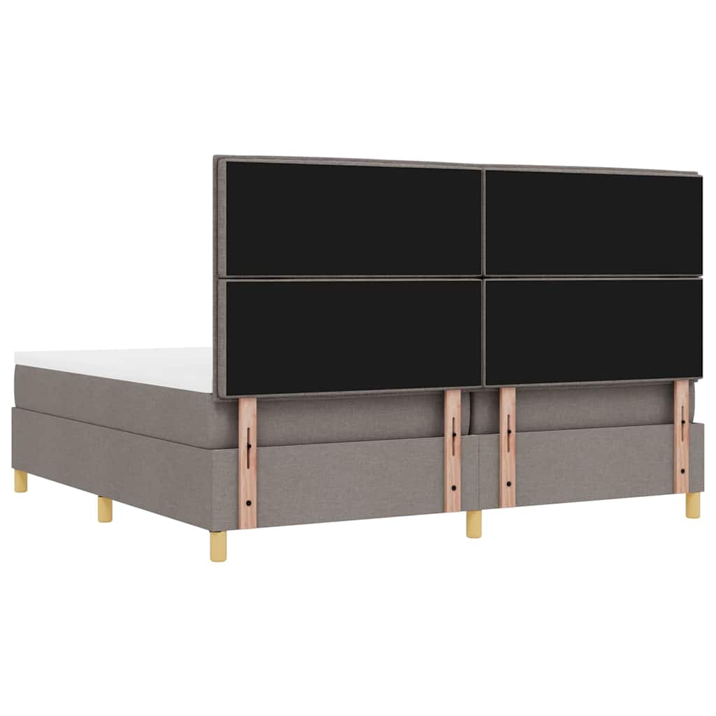 Boxspring bed met matras met hoofdeinde Taupe 200 x 200 cm Stof is nu te koop bij PeponiXL, paradijselijk wonen!