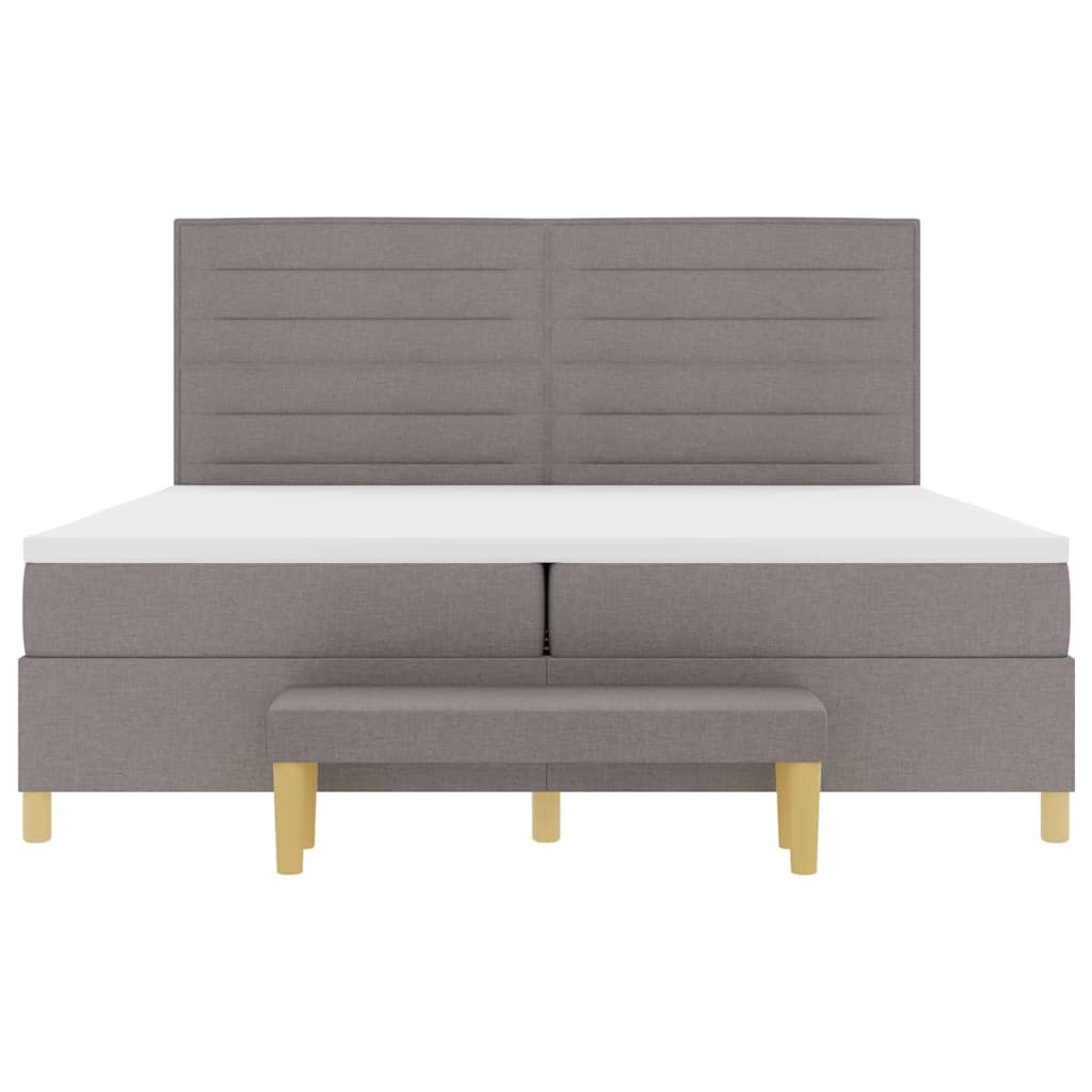 Boxspring bed met matras met hoofdeinde Taupe 200 x 200 cm Stof is nu te koop bij PeponiXL, paradijselijk wonen!