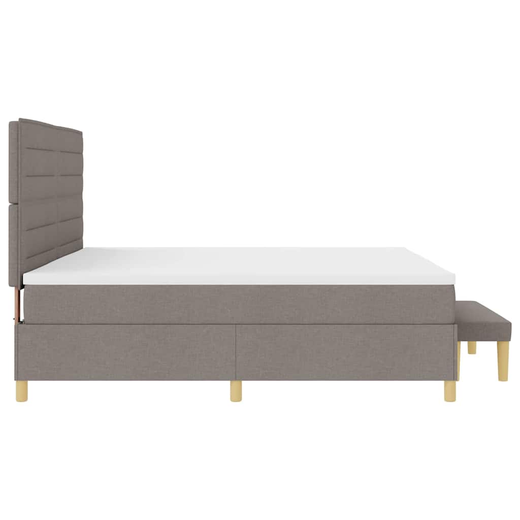 Boxspring bed met matras met hoofdeinde Taupe 200 x 200 cm Stof is nu te koop bij PeponiXL, paradijselijk wonen!