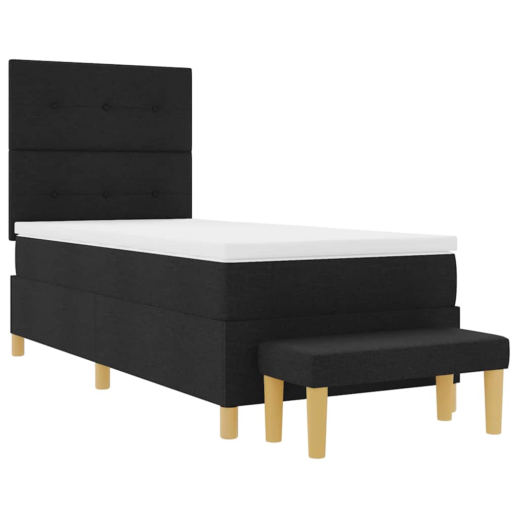 Boxspring bed met hoofdeinde Zwart 190 x 90 cm Stof is nu te koop bij PeponiXL, paradijselijk wonen!