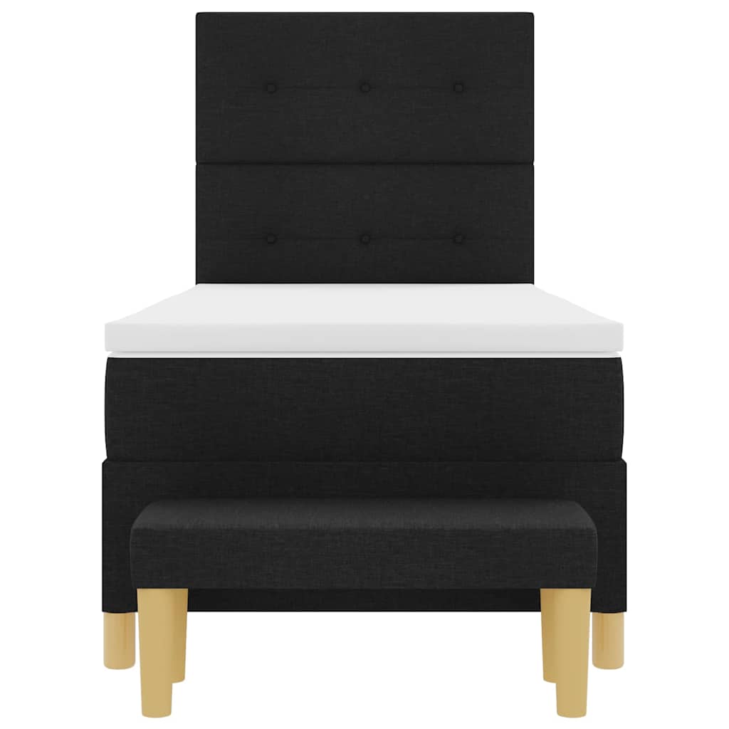 Boxspring bed met hoofdeinde Zwart 190 x 90 cm Stof is nu te koop bij PeponiXL, paradijselijk wonen!