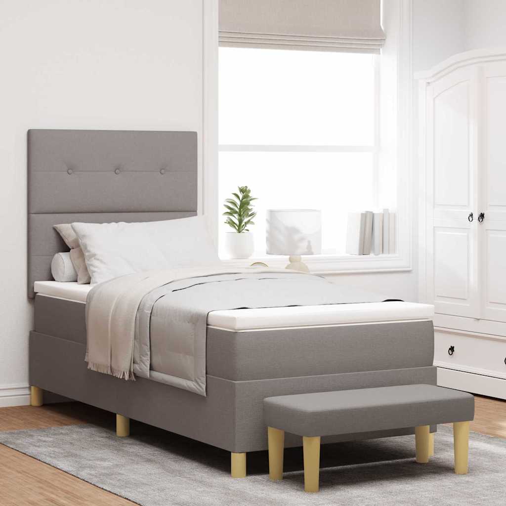 Boxspring bed met hoofdeinde Taupe 190 x 90 cm Stof is nu te koop bij PeponiXL, paradijselijk wonen!