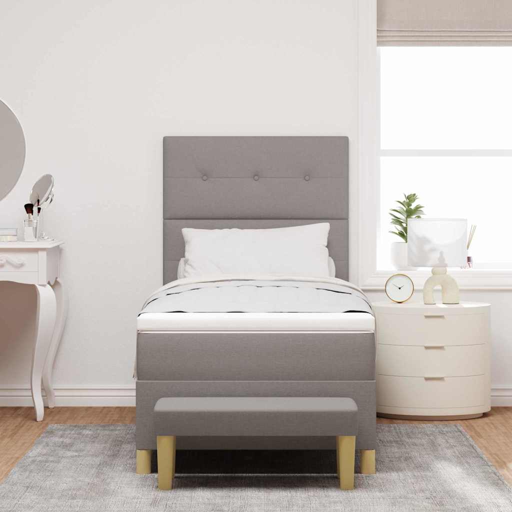 Boxspring bed met hoofdeinde Taupe 190 x 90 cm Stof is nu te koop bij PeponiXL, paradijselijk wonen!