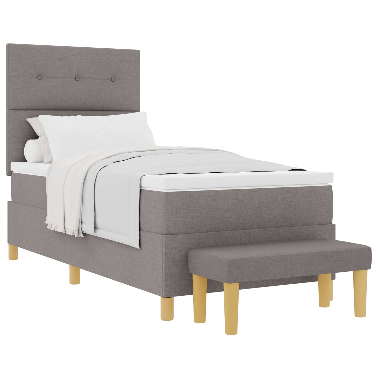 Boxspring bed met hoofdeinde Taupe 190 x 90 cm Stof is nu te koop bij PeponiXL, paradijselijk wonen!