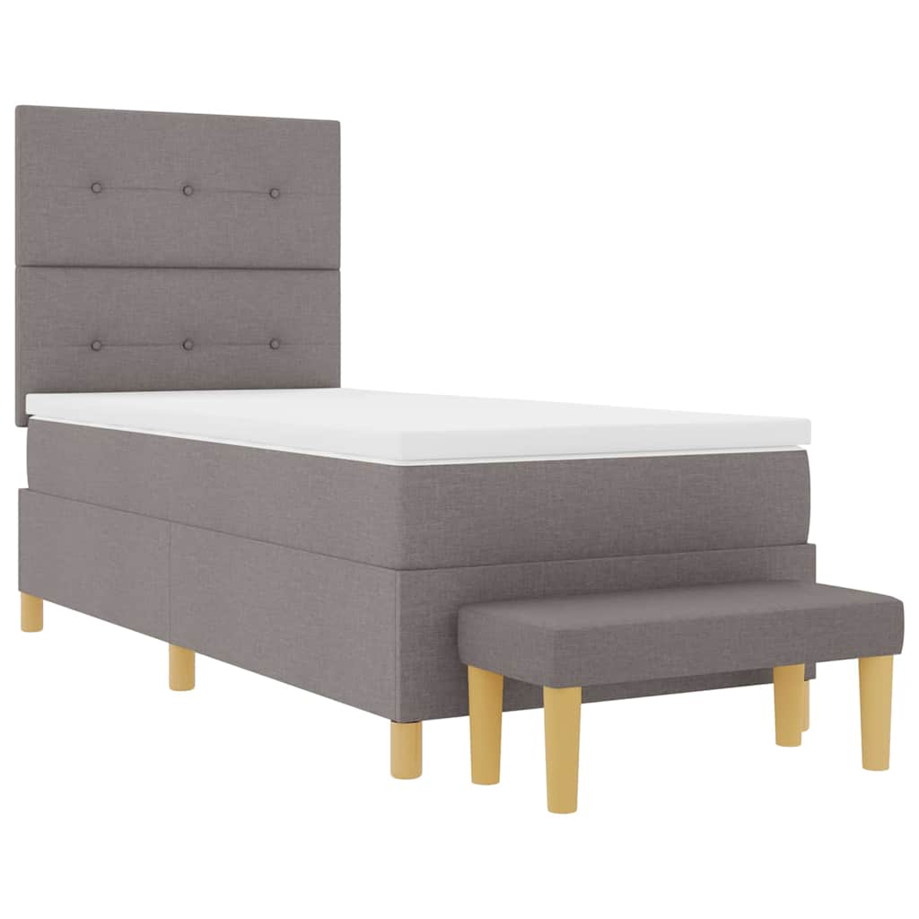 Boxspring bed met hoofdeinde Taupe 190 x 90 cm Stof is nu te koop bij PeponiXL, paradijselijk wonen!