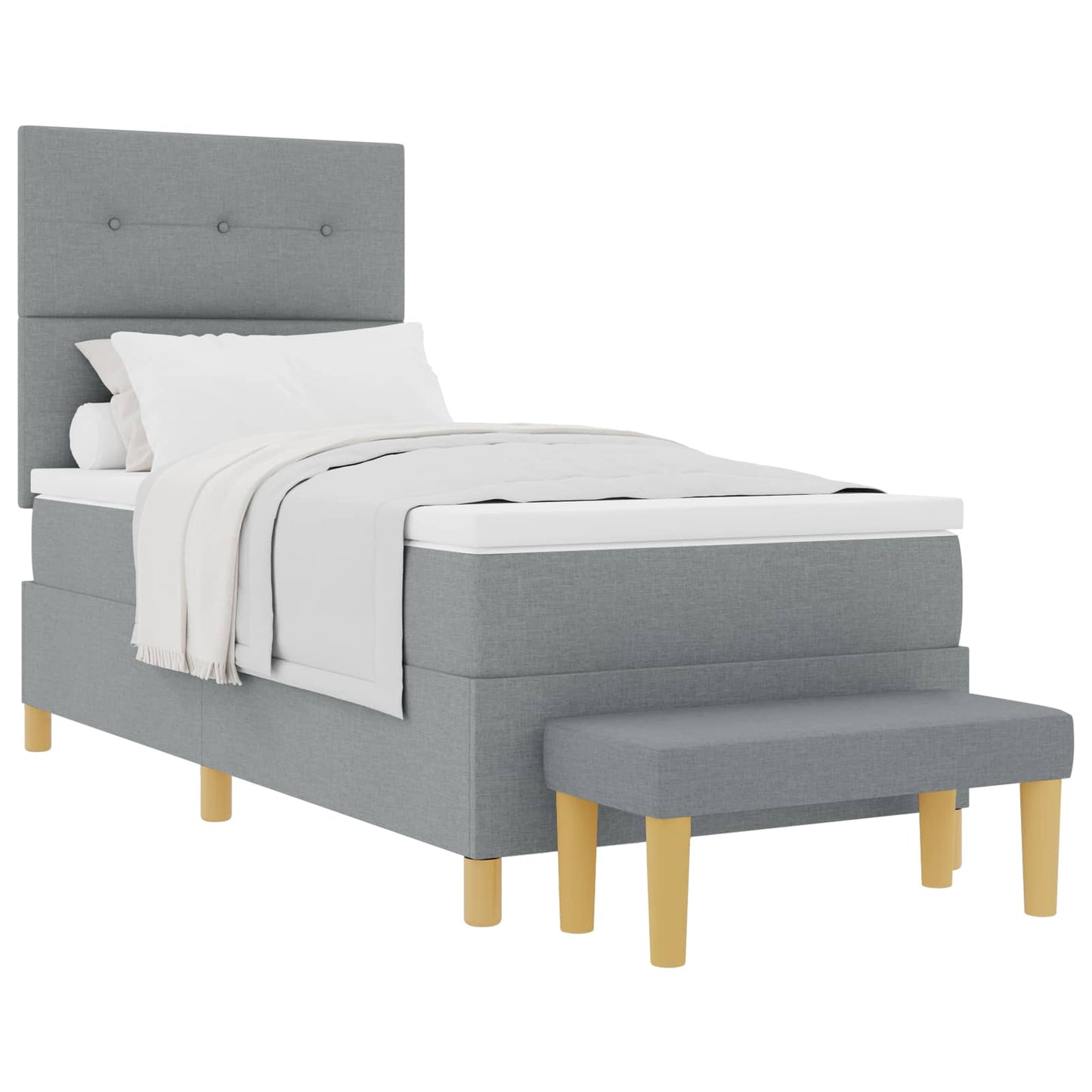 Boxspring bed met hoofdeinde Lichtgrijs 200 x 90 cm Stof is nu te koop bij PeponiXL, paradijselijk wonen!