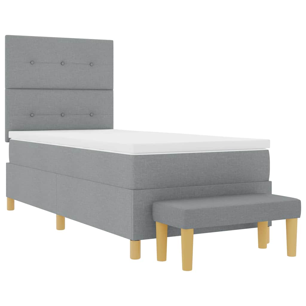 Boxspring bed met hoofdeinde Lichtgrijs 200 x 90 cm Stof is nu te koop bij PeponiXL, paradijselijk wonen!