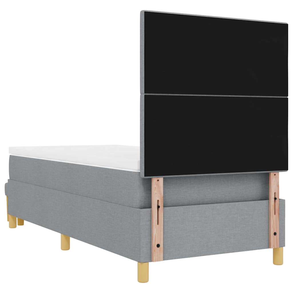 Boxspring bed met hoofdeinde Lichtgrijs 200 x 90 cm Stof is nu te koop bij PeponiXL, paradijselijk wonen!
