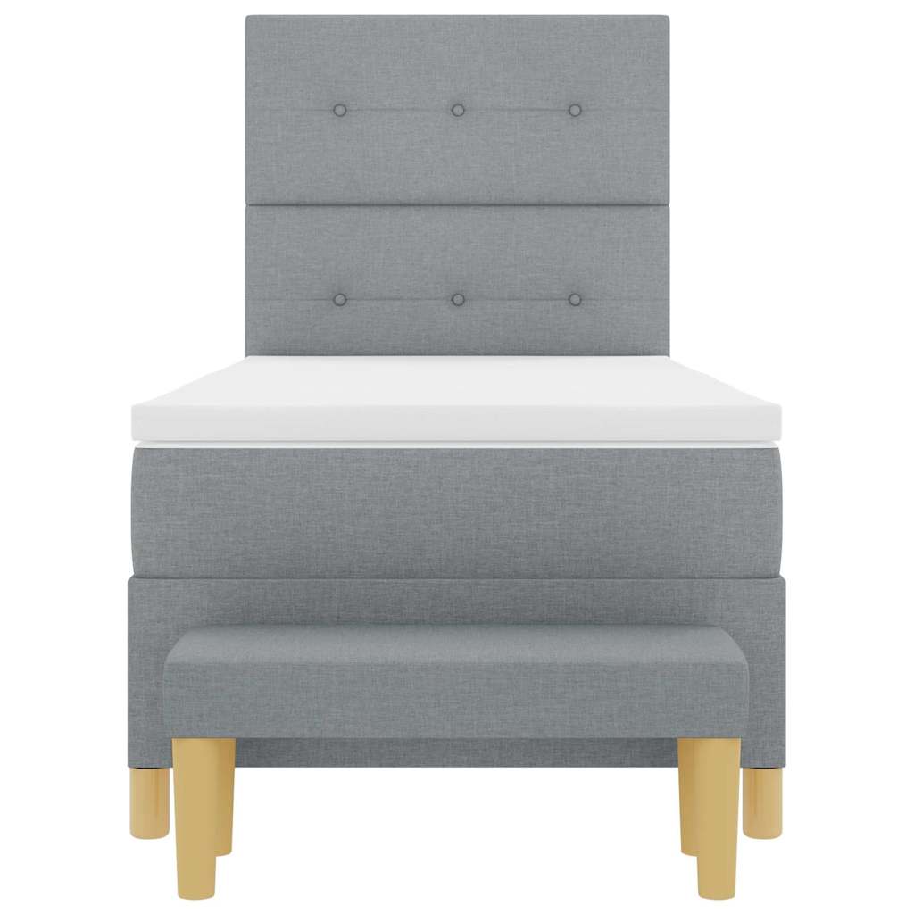 Boxspring bed met hoofdeinde Lichtgrijs 200 x 90 cm Stof is nu te koop bij PeponiXL, paradijselijk wonen!
