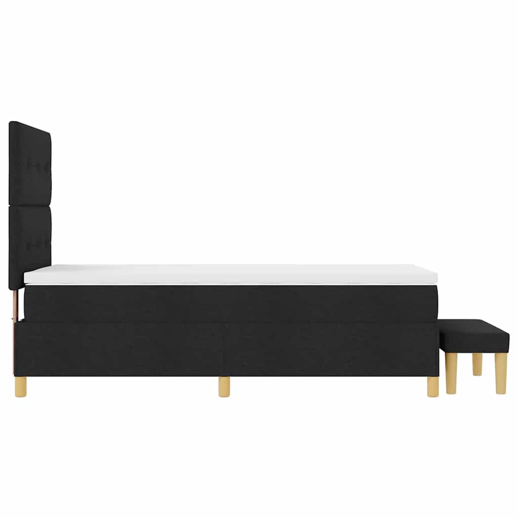 Boxspring bed met hoofdeinde Zwart 200 x 90 cm Stof is nu te koop bij PeponiXL, paradijselijk wonen!