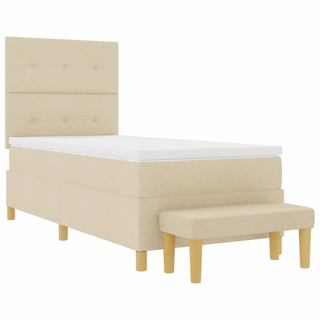 Boxspring bed met hoofdeinde Crème 200 x 100 cm Stof is nu te koop bij PeponiXL, paradijselijk wonen!