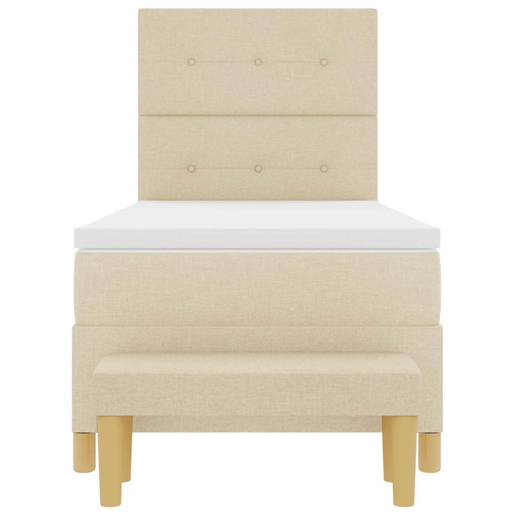 Boxspring bed met hoofdeinde Crème 200 x 100 cm Stof is nu te koop bij PeponiXL, paradijselijk wonen!