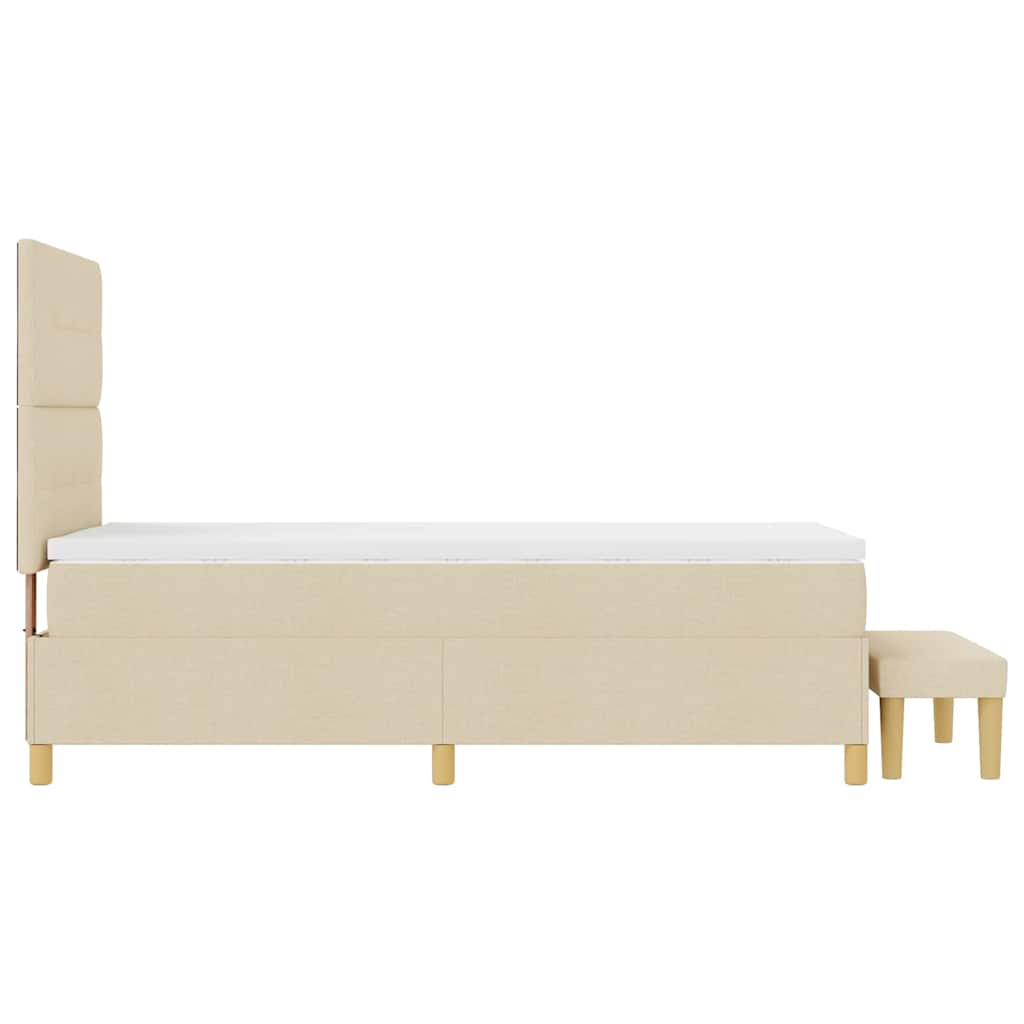 Boxspring bed met hoofdeinde Crème 200 x 100 cm Stof is nu te koop bij PeponiXL, paradijselijk wonen!