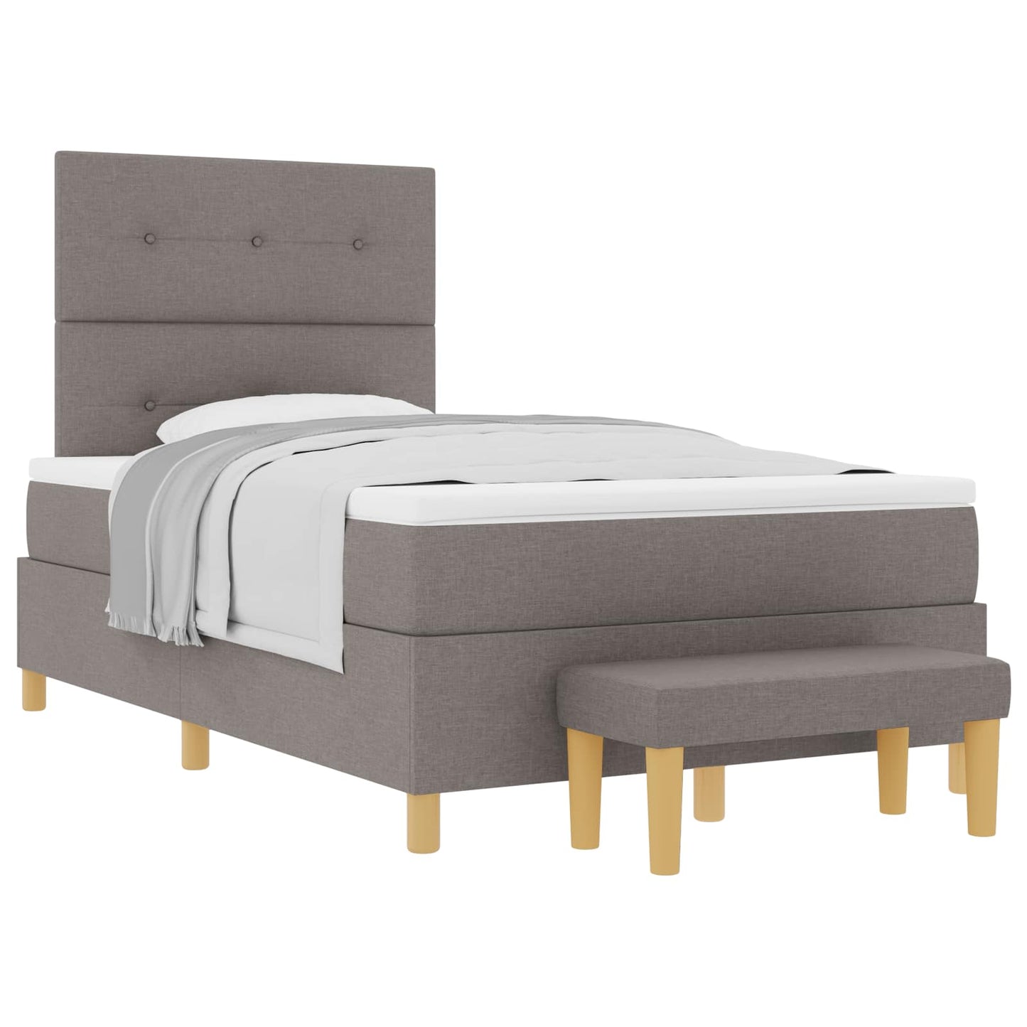 Boxspring bed met hoofdeinde Taupe 190 x 120 cm Stof is nu te koop bij PeponiXL, paradijselijk wonen!