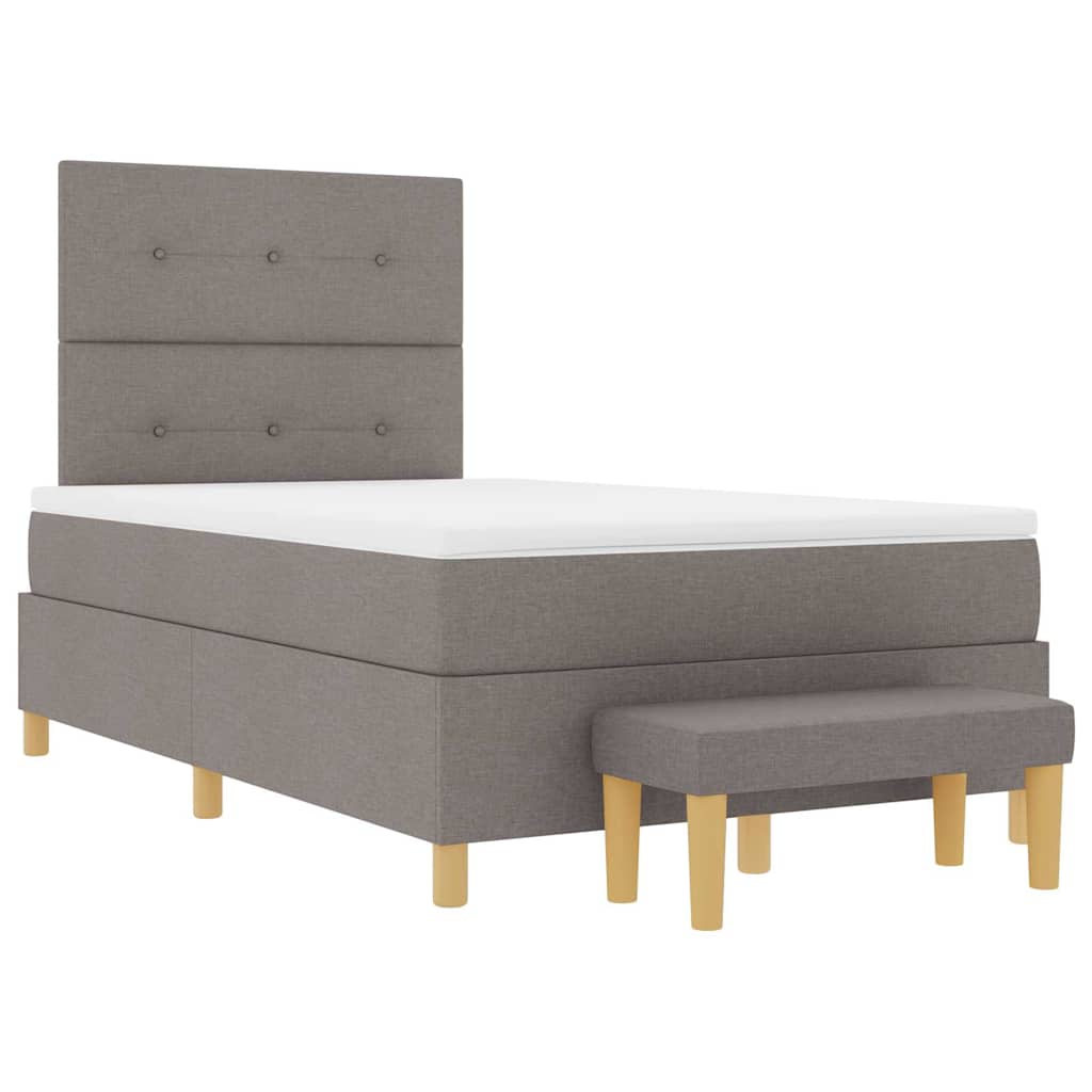 Boxspring bed met hoofdeinde Taupe 190 x 120 cm Stof is nu te koop bij PeponiXL, paradijselijk wonen!