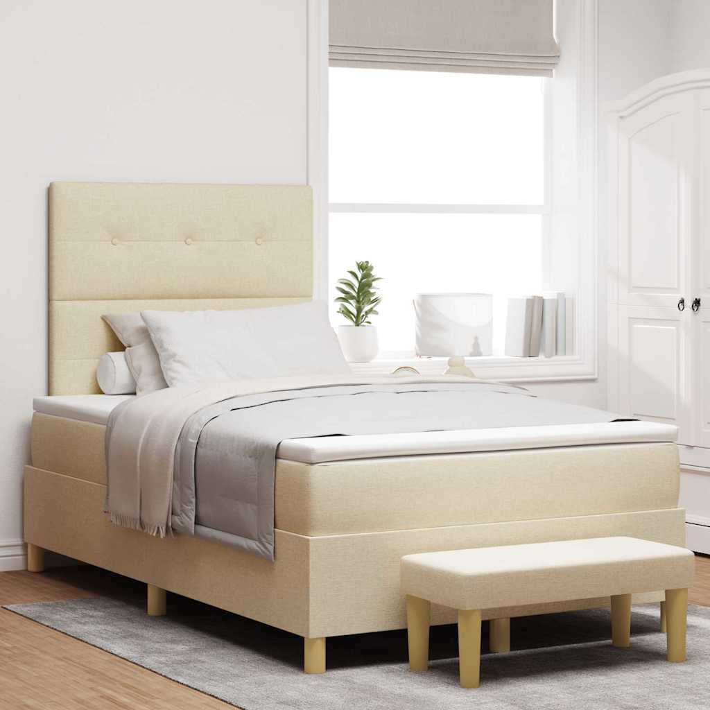 Boxspring bed met hoofdeinde Crème 190 x 120 cm Stof is nu te koop bij PeponiXL, paradijselijk wonen!