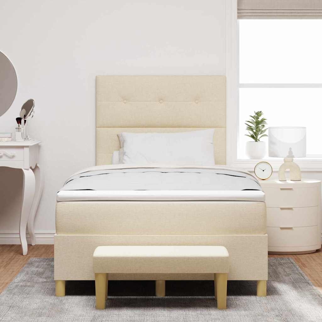 Boxspring bed met hoofdeinde Crème 190 x 120 cm Stof is nu te koop bij PeponiXL, paradijselijk wonen!