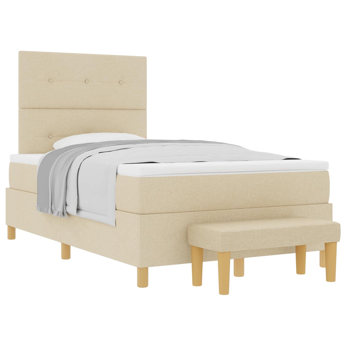 Boxspring bed met hoofdeinde Crème 190 x 120 cm Stof is nu te koop bij PeponiXL, paradijselijk wonen!