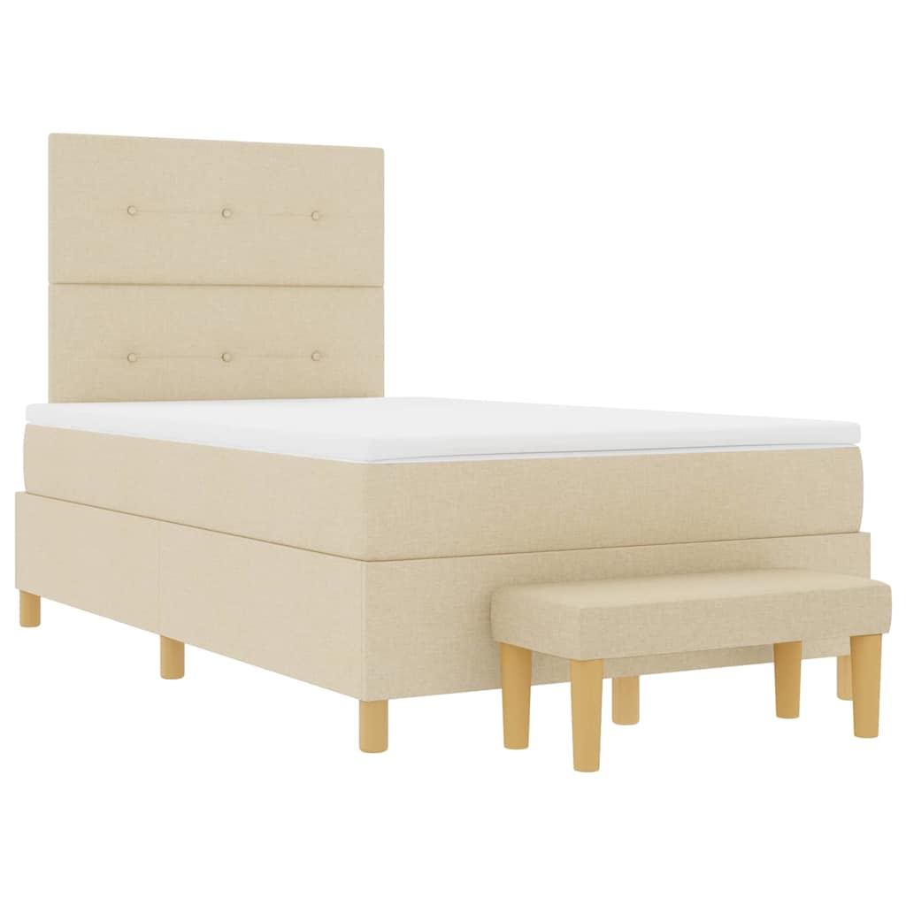 Boxspring bed met hoofdeinde Crème 190 x 120 cm Stof is nu te koop bij PeponiXL, paradijselijk wonen!