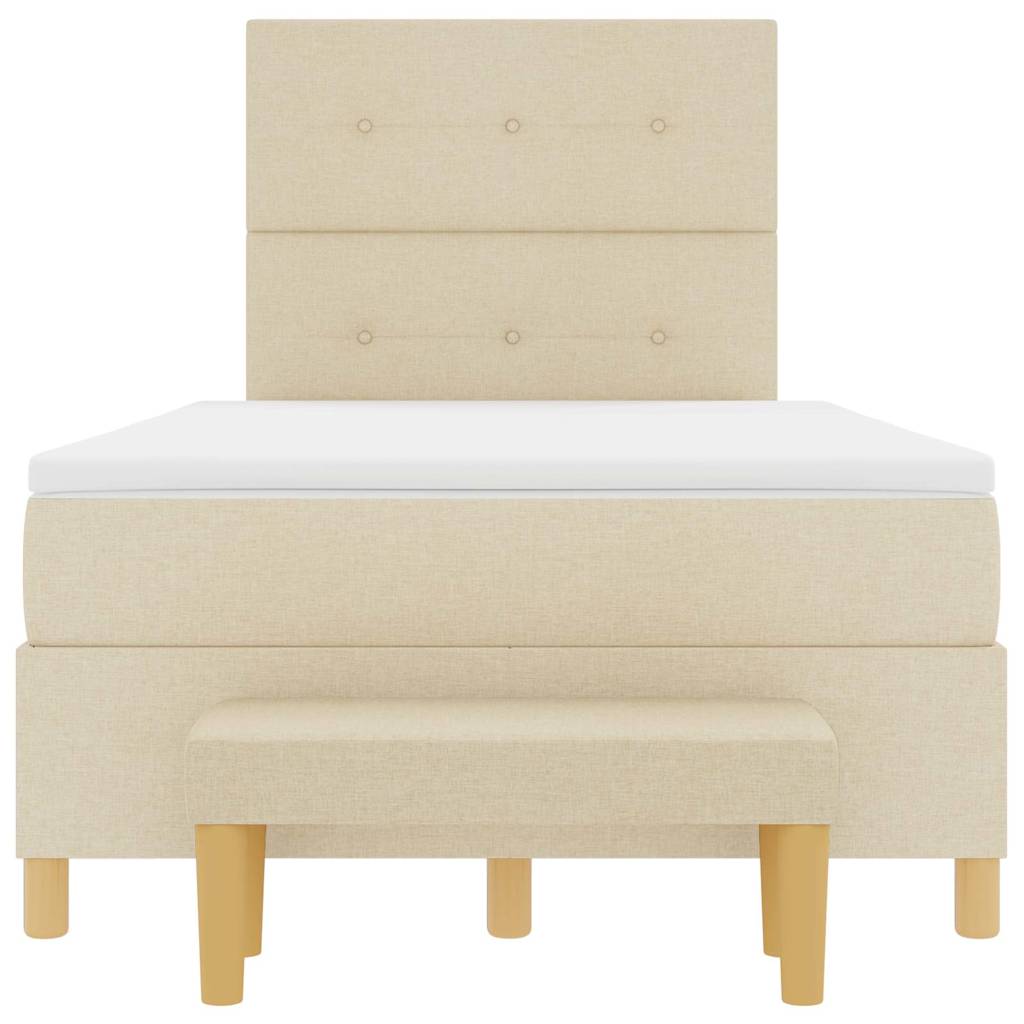 Boxspring bed met hoofdeinde Crème 190 x 120 cm Stof is nu te koop bij PeponiXL, paradijselijk wonen!