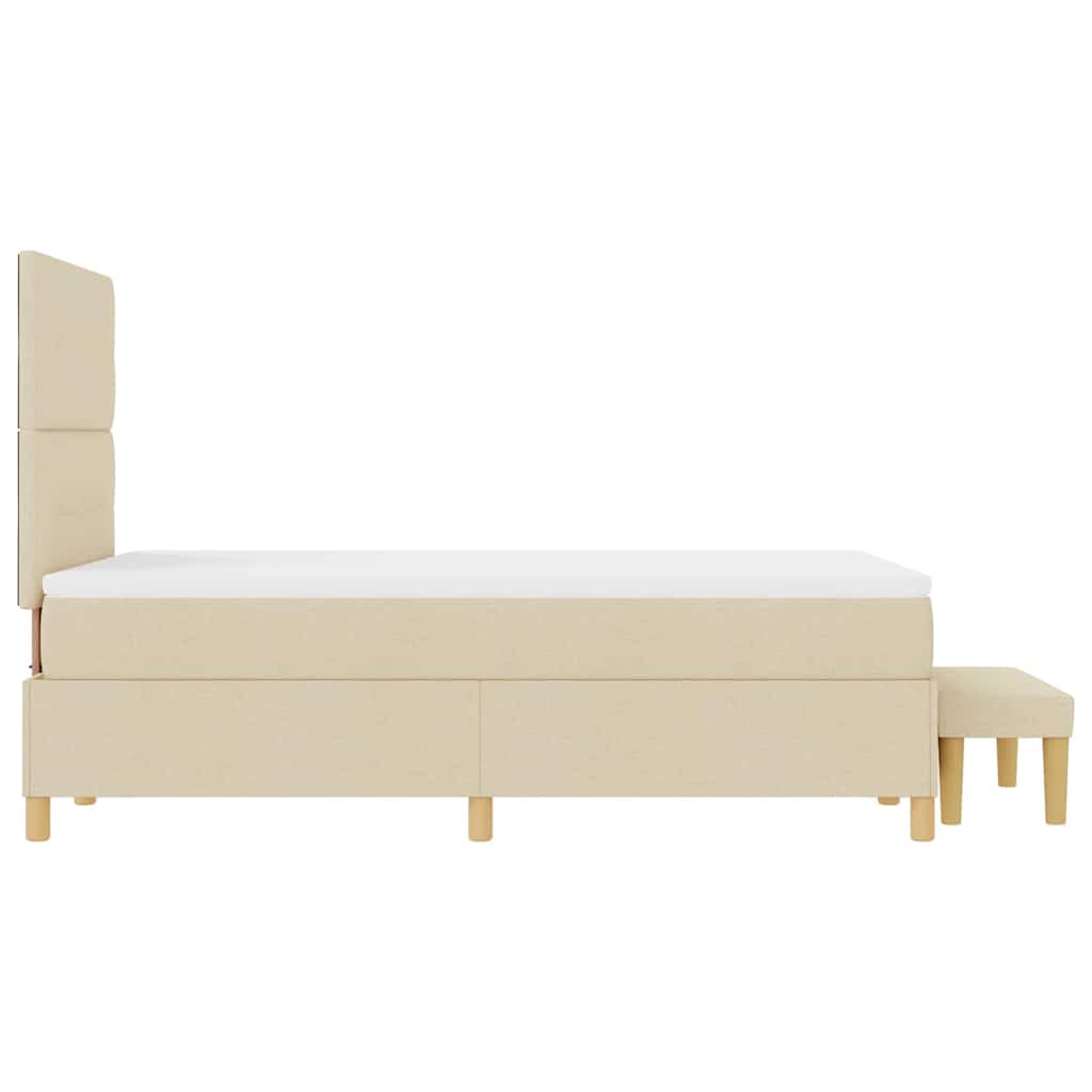 Boxspring bed met hoofdeinde Crème 190 x 120 cm Stof is nu te koop bij PeponiXL, paradijselijk wonen!